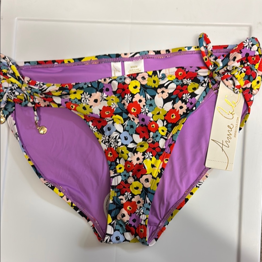 Anne Cole Purple and Red Bikini with Adjustable Side Ties